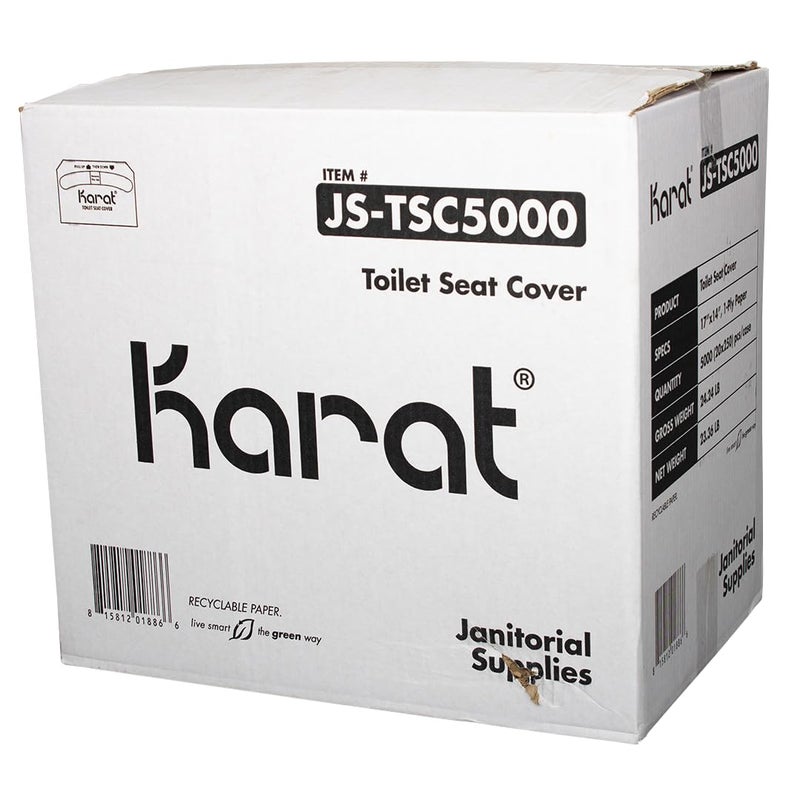 Karat Disposable Toilet Seat Covers – 5000 Sheets of Recycled Paper, Compatible with Half-Fold Dispensers for Commercial Bathroom Hygiene - Image 2